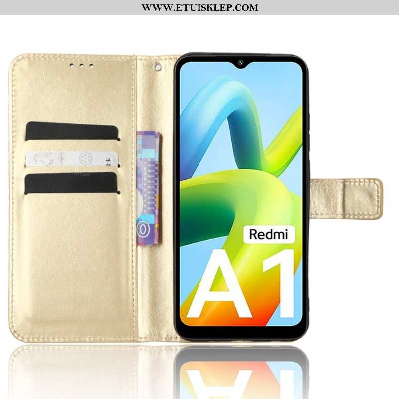 Etui Folio do Xiaomi Redmi A1 Błyszcząca Sztuczna Skóra